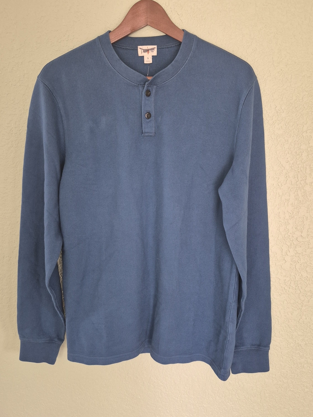 J. Crew Men's Blue Long-Sleeve Waffle Henley